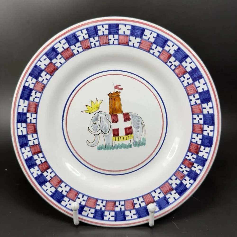 Sberna Deruta ROYAL ELEPHANT 8inch Plate Dish Set 4 Plates Dishes Made in‎ Italy
